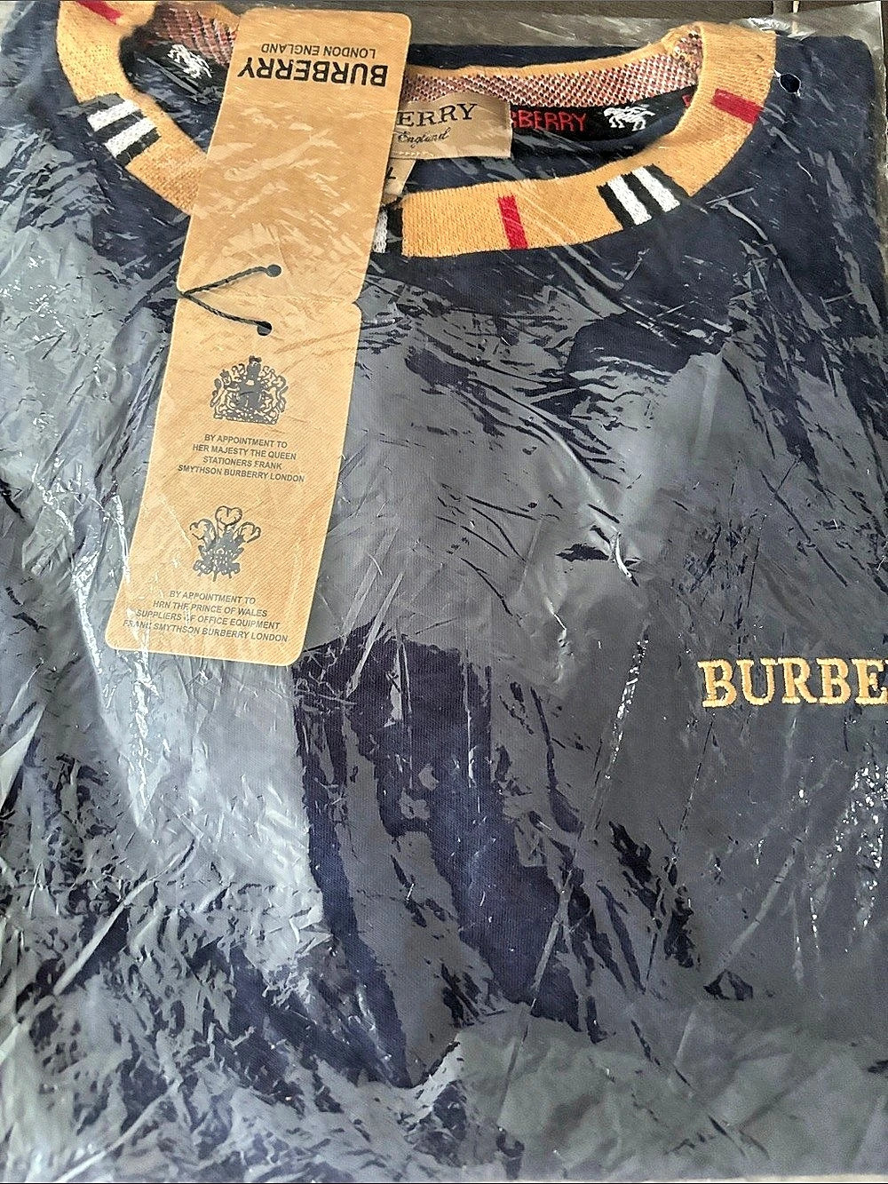 Burberry Check Collar Cotton T-Shirt
